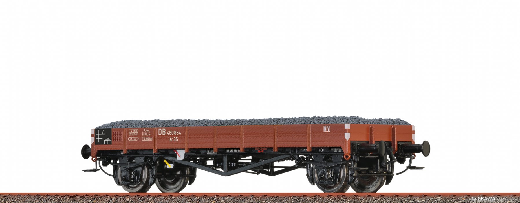 Brawa 49358 Flat Car Xr35 DB, with gravel freight