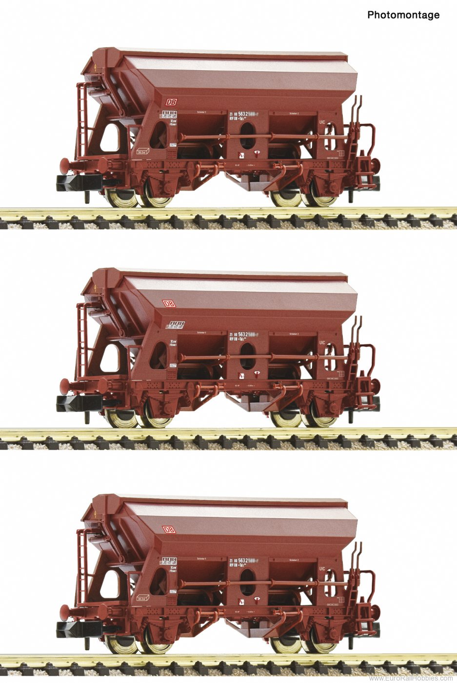 Fleischmann 830358 3-piece set: Swing roof wagons, DB AG