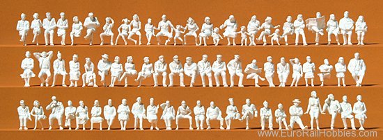 Preiser 16358 Seated persons. 72 unpainted miniature figure