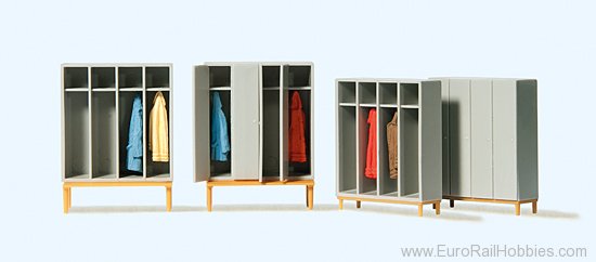 Preiser 17188 Wardrobe interior: Lockers. 4 bodies with dif