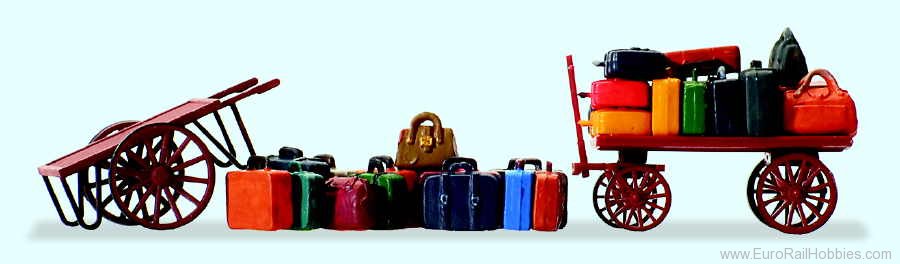 Preiser 17705 2 Carts & 15 Loose pieces of Luggage