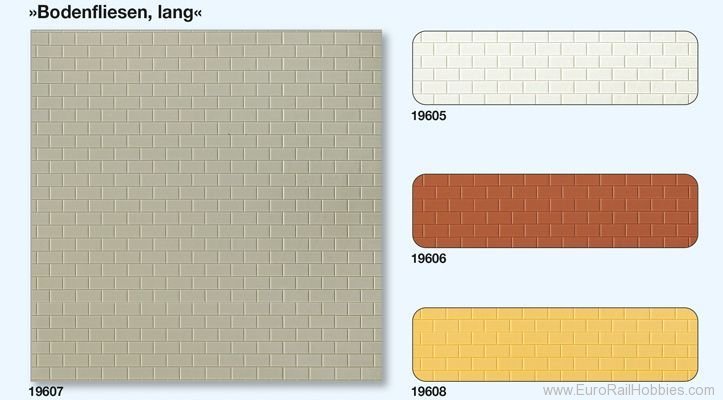 Preiser 19605 Floor tiles long white, 3 plates 95 x 95 mm (