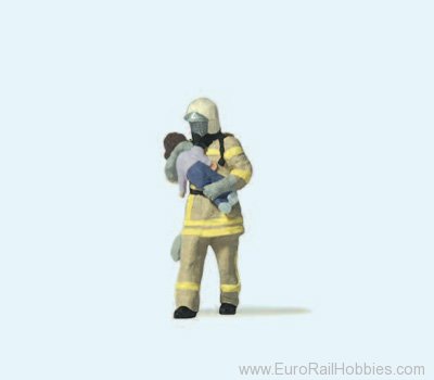 Preiser 28252 Fireman Saving Child, Beige uniform