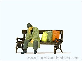 Preiser 29094 Homeless man on a bench