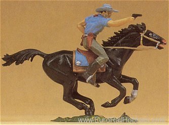 Preiser 54819 Cowboy on run blk horse 