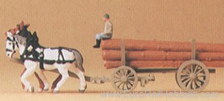 Preiser 79477 Horse-Drawn Wagon -- Log 
