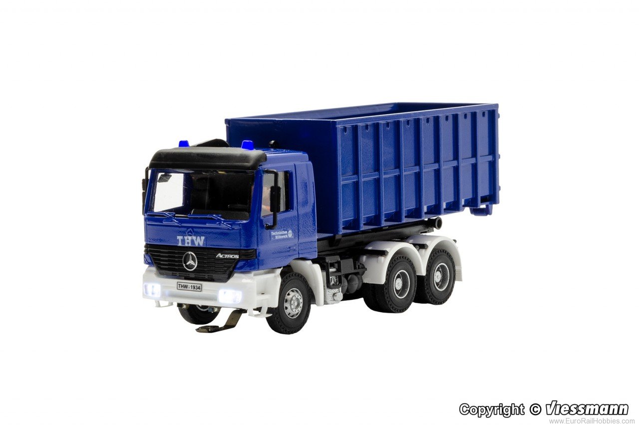 Viessmann 8070 H0 THW MB ACTROS 3-axle with roll-off contain