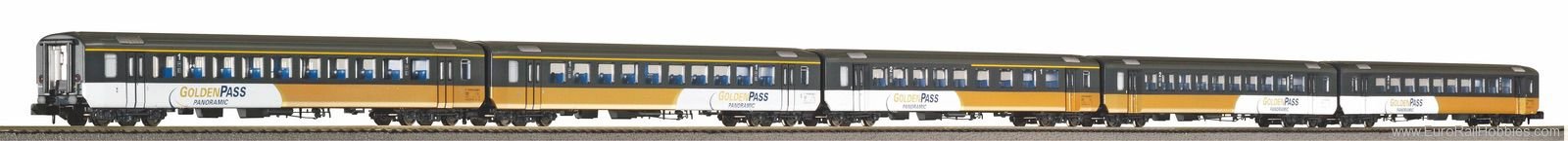 Piko 94399 N Set of 5 passenger coaches EW I Golden Pass