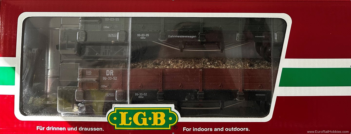 Pre-Owned & Collectibles -WM-LGB-42610 LGB 2 Piece DR Low-Side Car Set w/Ballast Loa