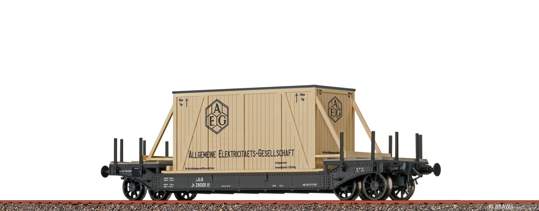 Brawa 47916 BRAWA K.K.St.B. Flat Car Ja 'AEG' 