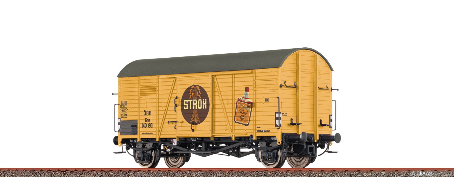 Brawa 47938 Ã–BB  Covered Freight Car Gms 'Stroh Rum'