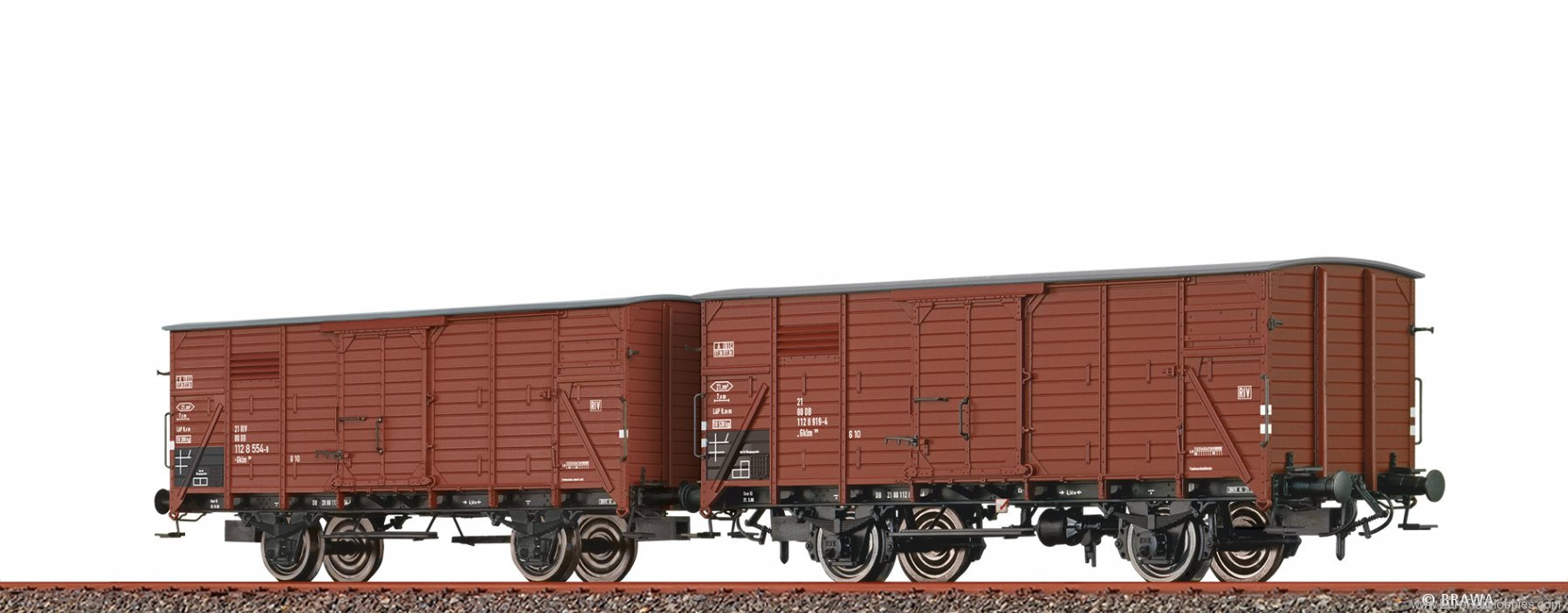 Brawa 50930 Covered Freight Car Gklm191 DB, set of 2