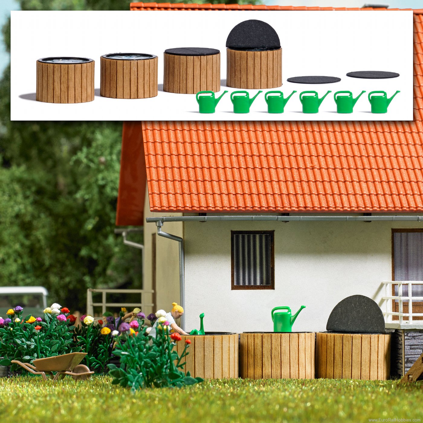 Busch 1833 4 Rain barrels