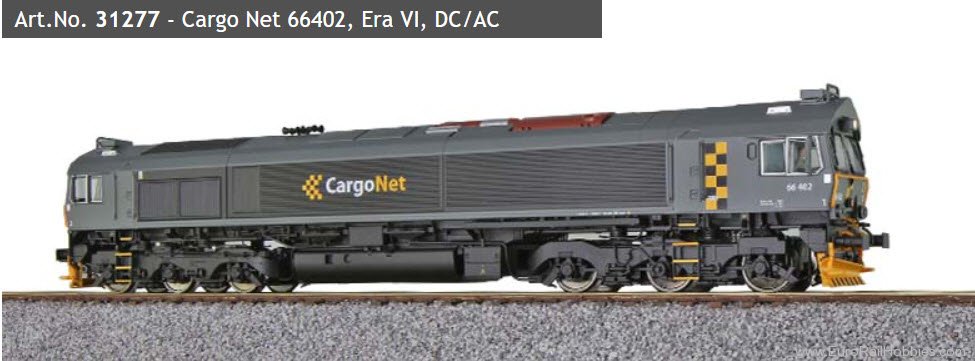 ESU 31277 Diesel Locomotive C66, Cargo Net 66402, Dark 