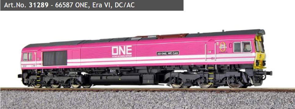ESU 31289 Diesel Locomotive C66, ONE 66587, Pink, DCC/M