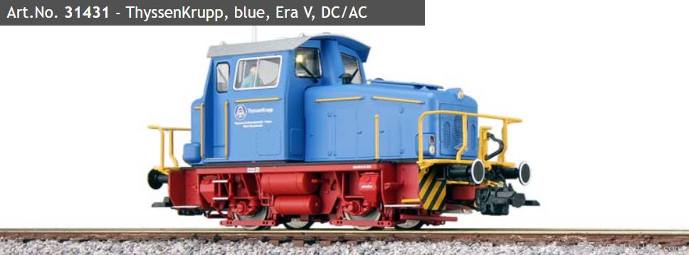 ESU 31431 KG230, Diesel Locomotive ThyssenKrupp, Blue, 