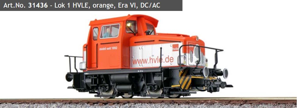 ESU 31436 KG230, Diesel Locomotive Lok 1 HVLE, Orange, 