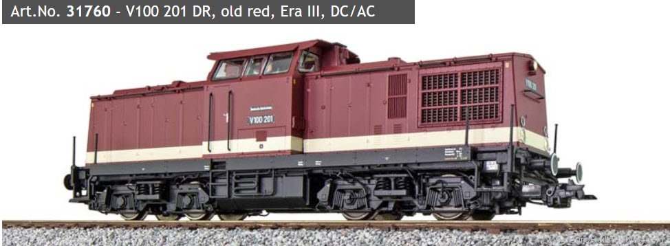 ESU 31760 DR V100 201 Diesel Locomotive, (Old Red)(Soun