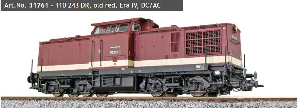 ESU 31761 DR V110 243 Diesel Locomotive, (Old Red)(Soun