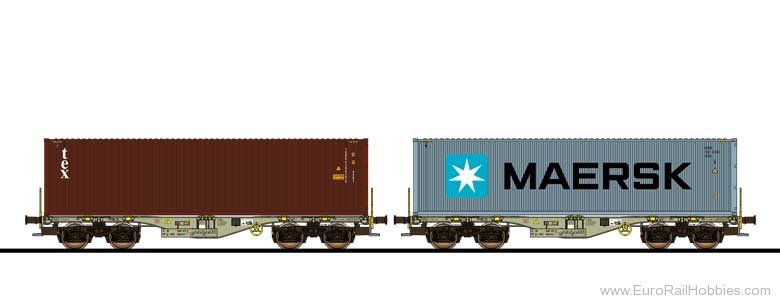 ESU 36607 TGBU + MSKU  Container Car 2 Piece Set Sgmmns