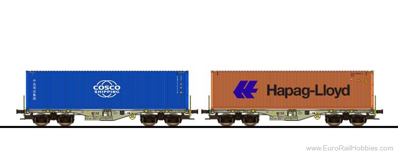 ESU 36610 CBNU & HLXU Container Car 2 Piece Set, Sgmmns