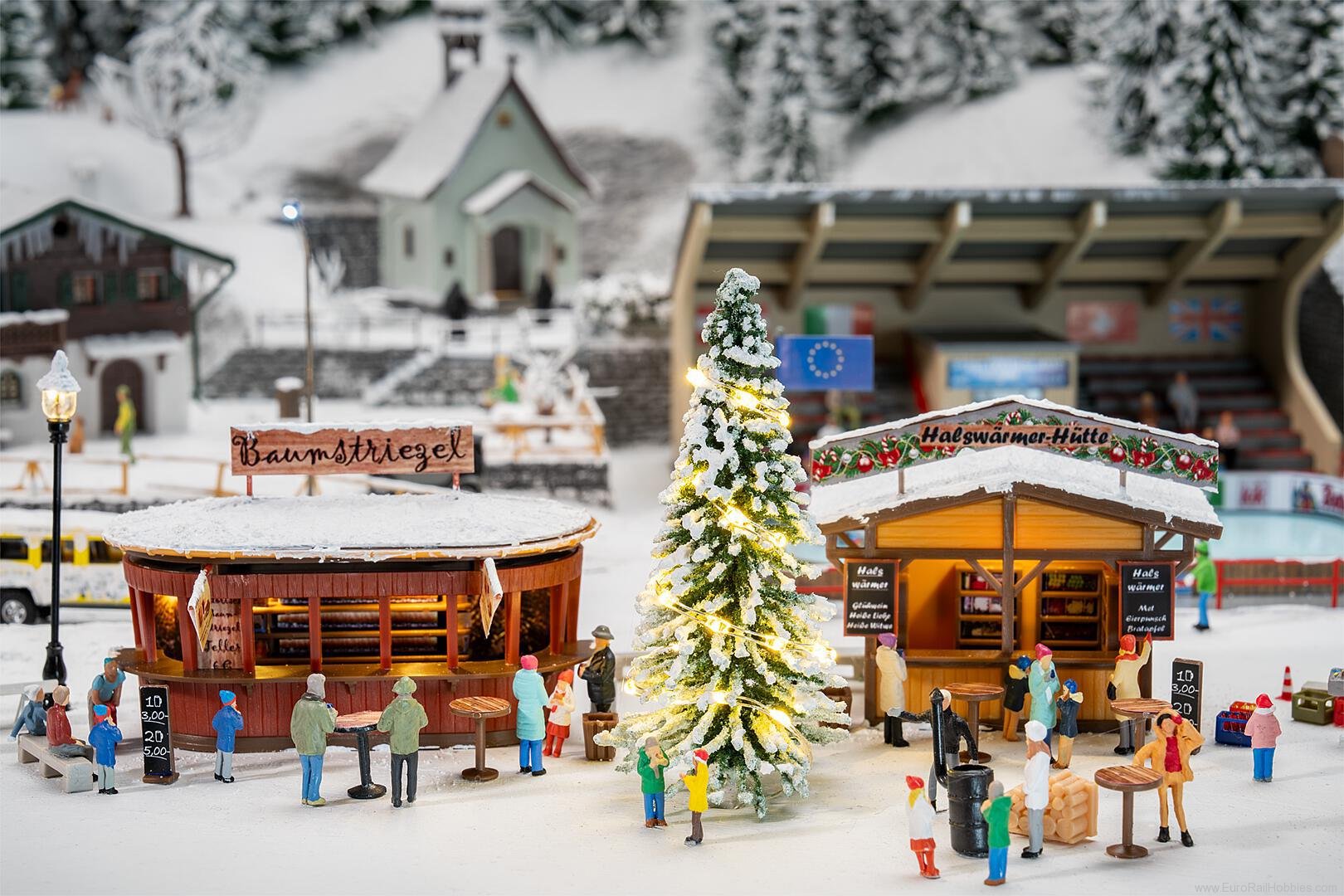 Faller 134006 2 Christmas market stalls with illuminated Ch