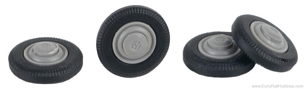 Faller 163120 4 Tyres and rims for VW Beetle, grey