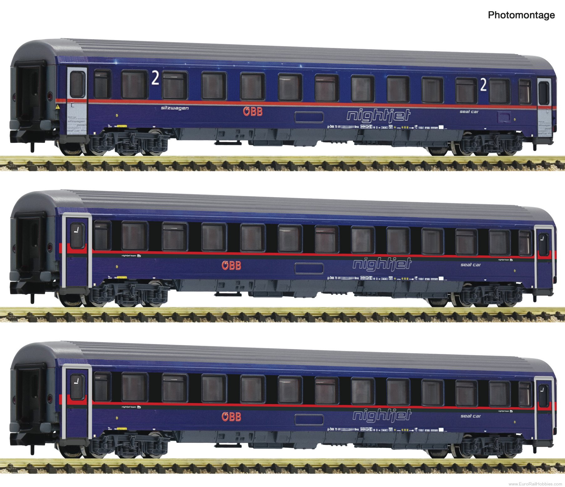 Fleischmann 6260084 OBB 'Nightjet' Eurofima 3 Piece Coach Set