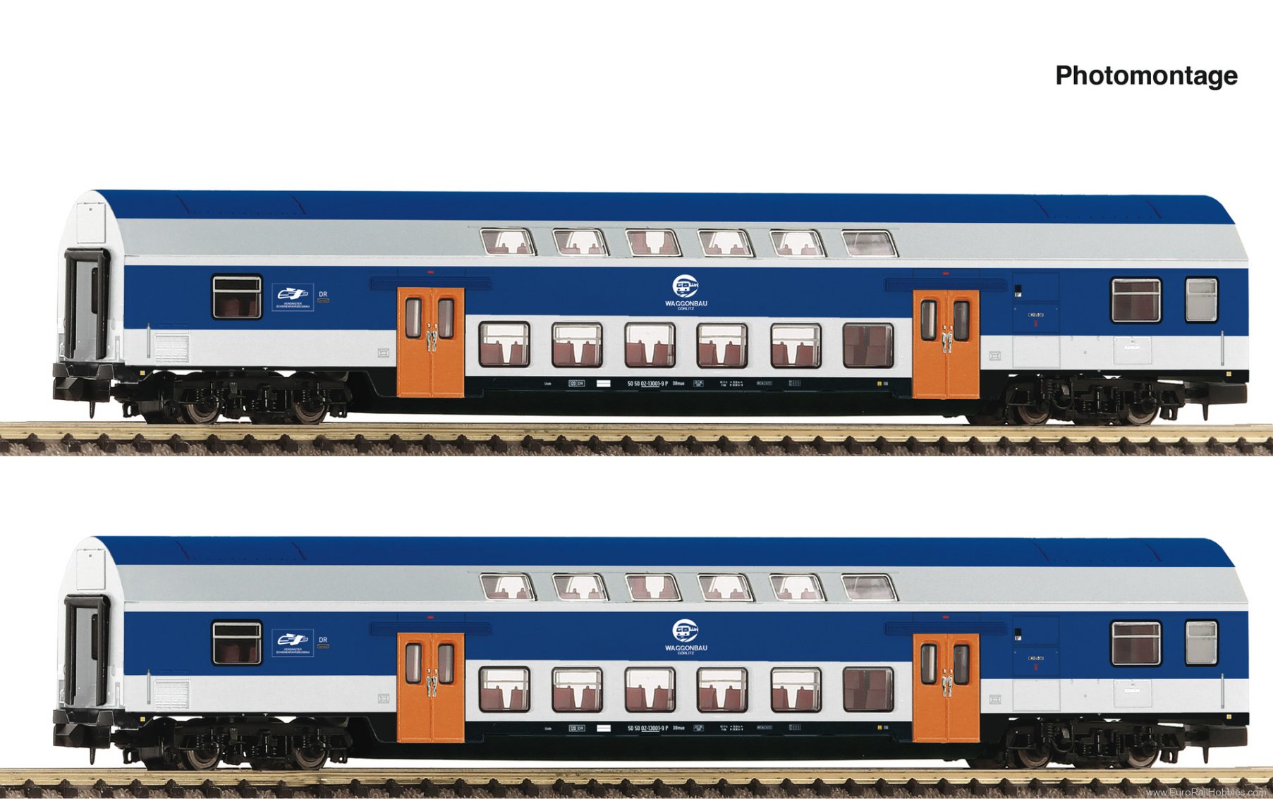 Fleischmann 6260094 DR VEB 2 Piece Bi-Level Coach Set 