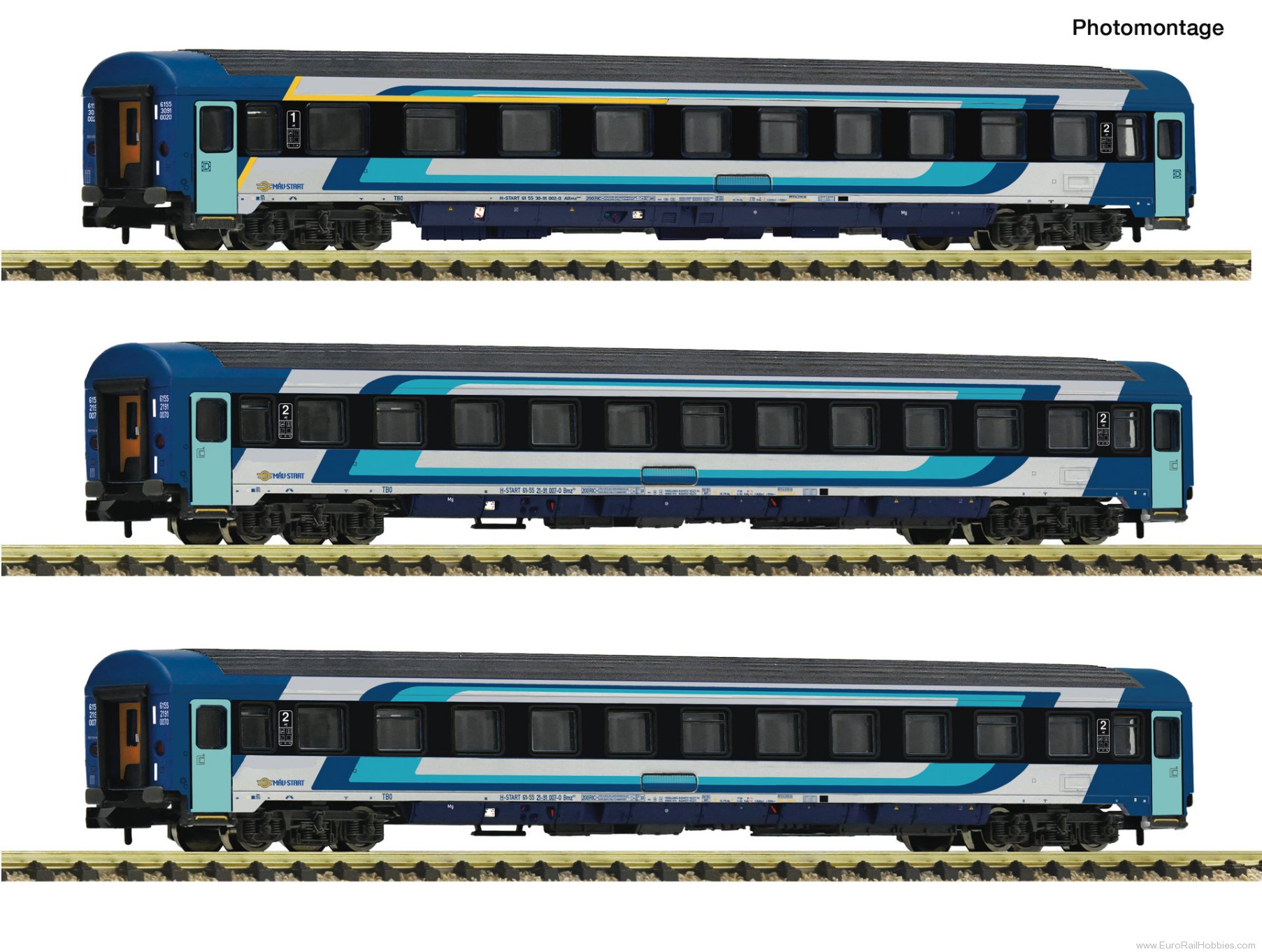 Fleischmann 6260104 MAV 3 Piece Eurofima Coach Set
