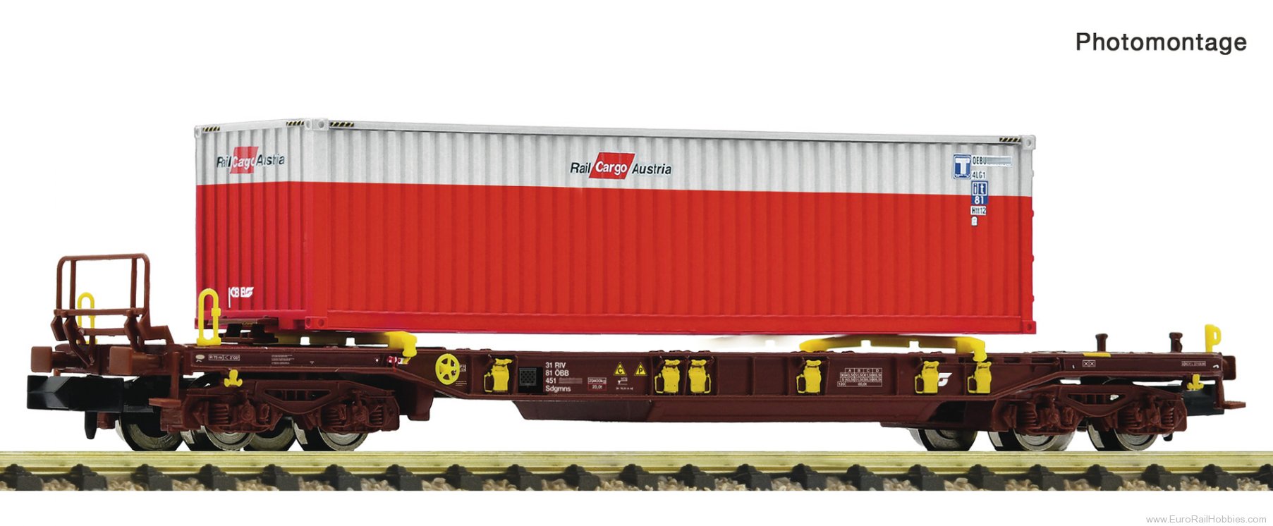 Fleischmann 6660076 OBB T3 Pocket Wagon + Container RCA