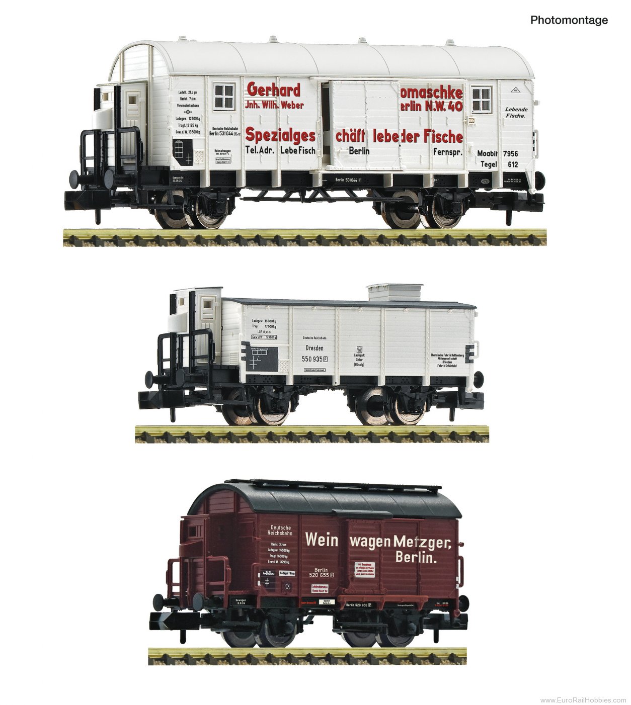 Fleischmann 6660148 DRB 3 Piece Set: Covered Goods Wagons
