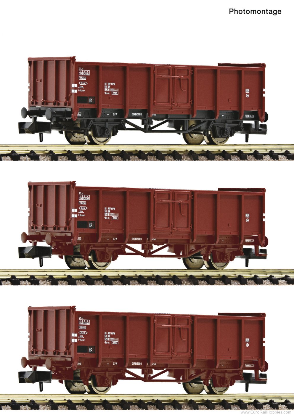 Fleischmann 6660156 DR 3 Piece Set: Open Goods Wagons