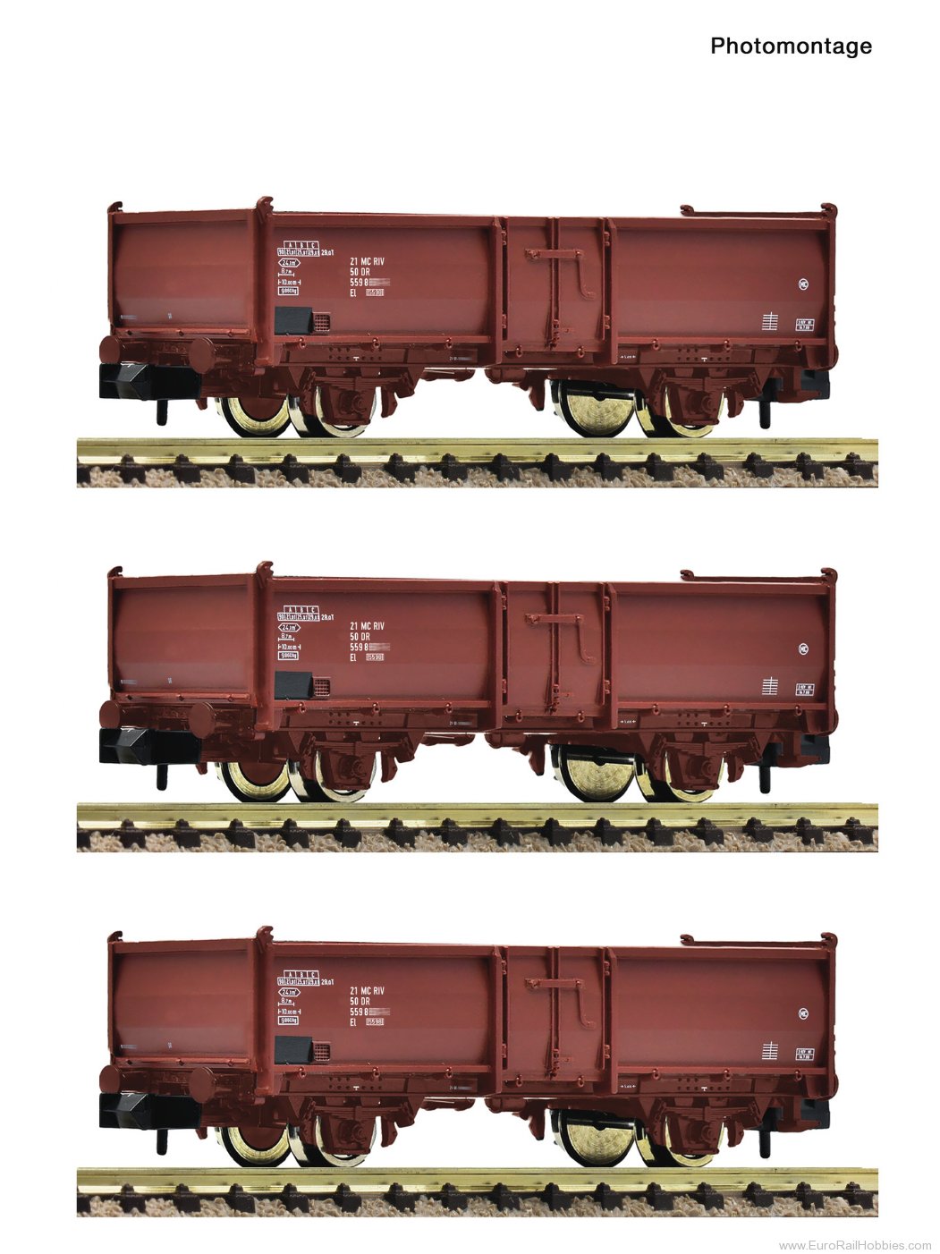 Fleischmann 6660158 DR 3 Piece Set: Open Goods Wagons