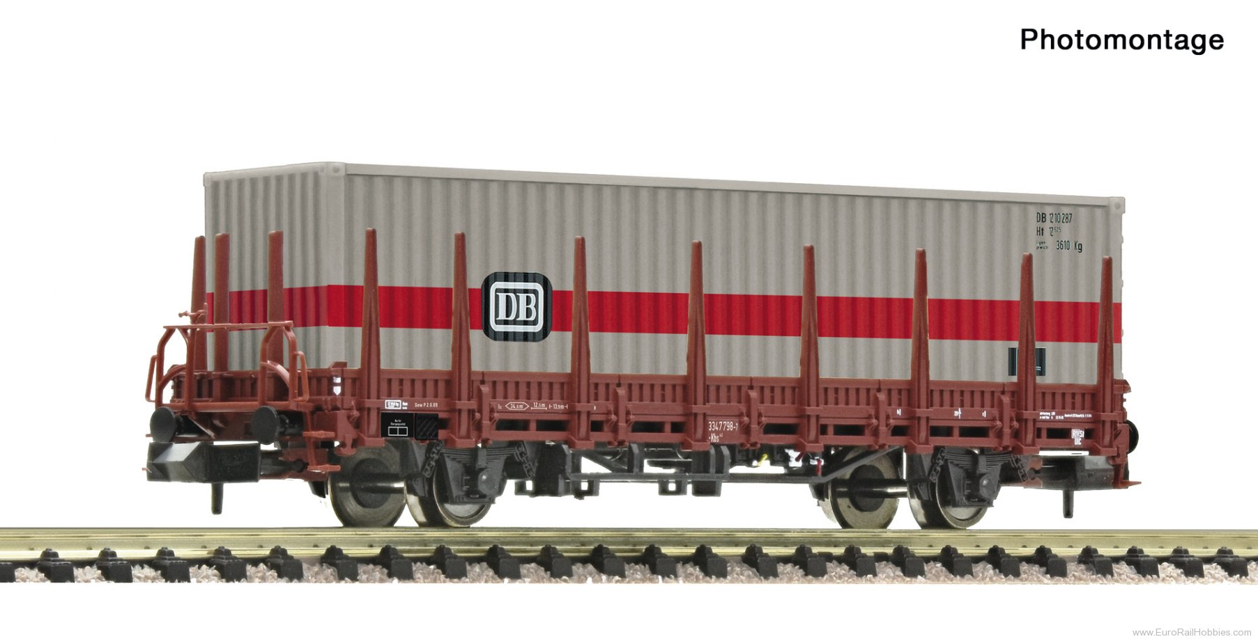 Fleischmann 6660161 DB Removable Stake Wagon, w/Container