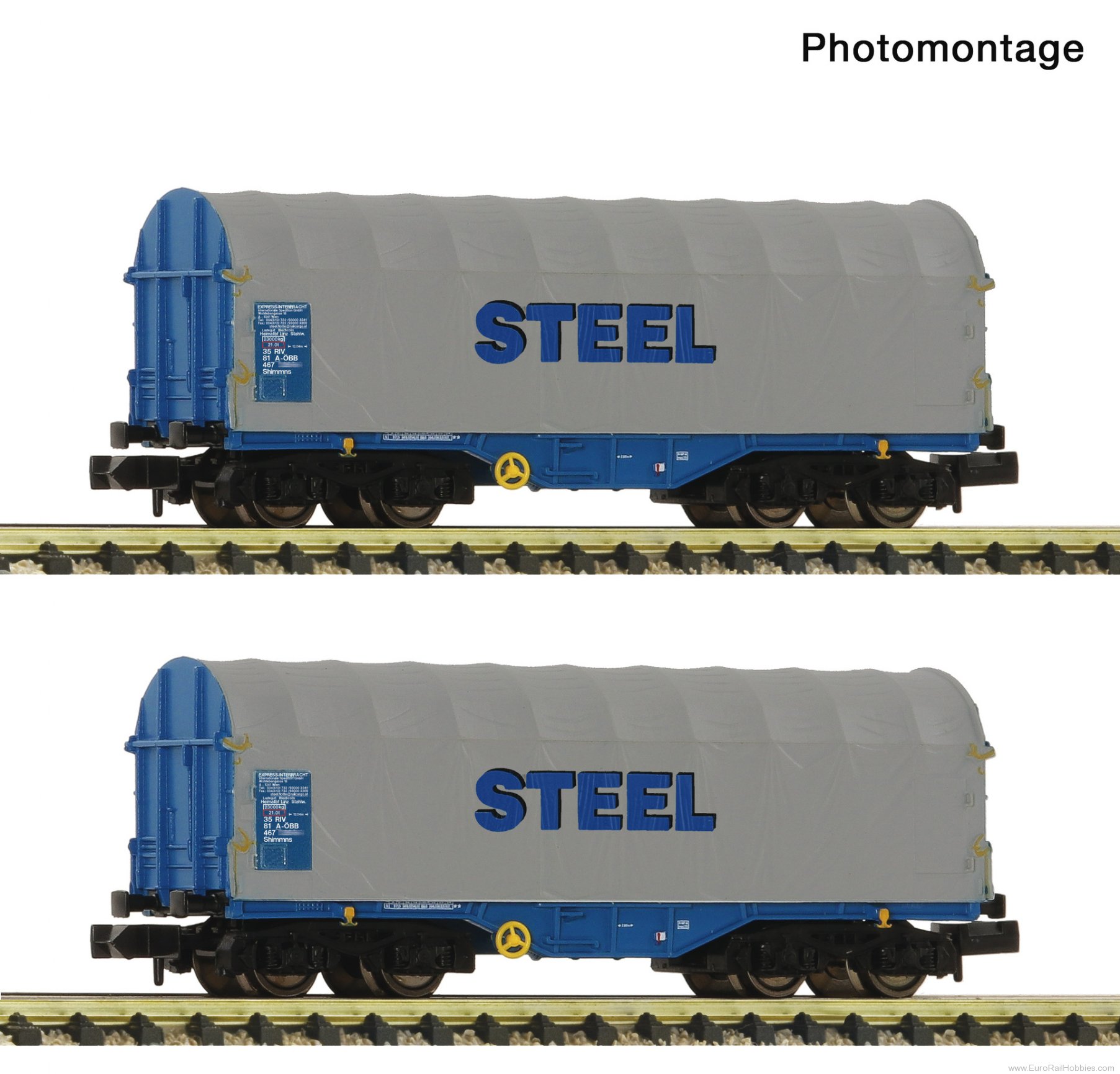 Fleischmann 6660173 OBB 2 Piece Set: Slide Tarpaulin Wagons