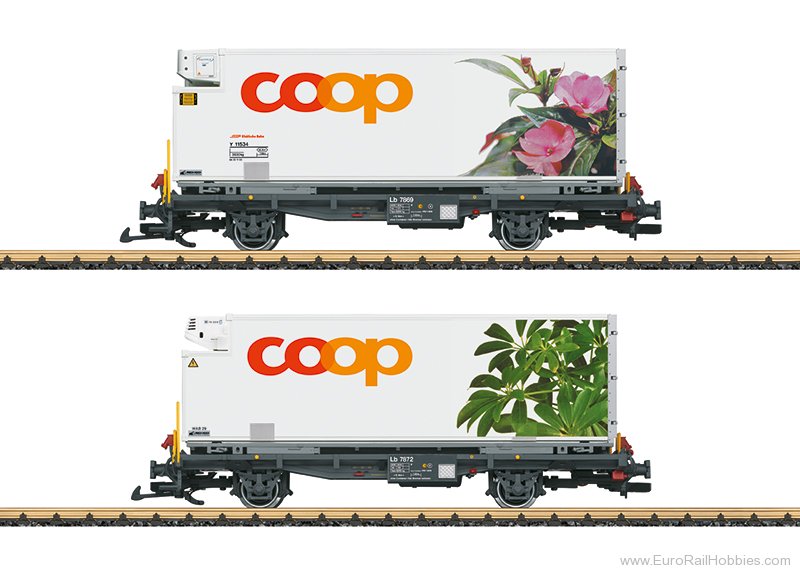 LGB 45885 LGB RhB 2 Piece COOP Container Wagen Set