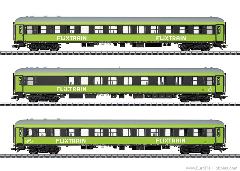Marklin 42957 Marklin Flixtrain 3 Piece Coach Set w/LED Lig