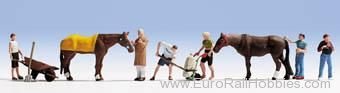 Noch 15634 Stable Work, 6 figures+2 horses+accessories