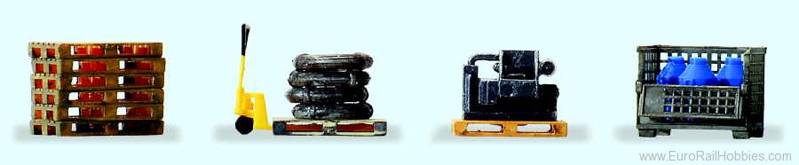 Preiser 17704 Lattice Box Pallet & Pallets w/Loads