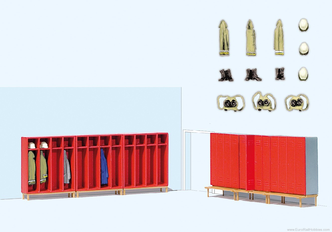 Preiser 17718 Preiser 'Firefighter lockers 6 mounted'