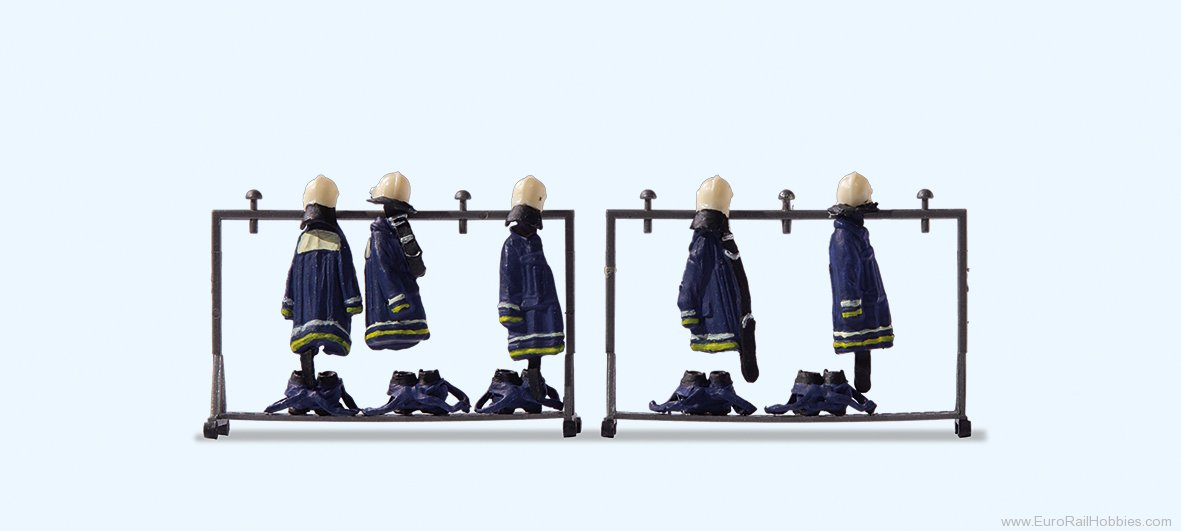 Preiser 17719 Preiser 'Blue firefighter uniforms on stands'