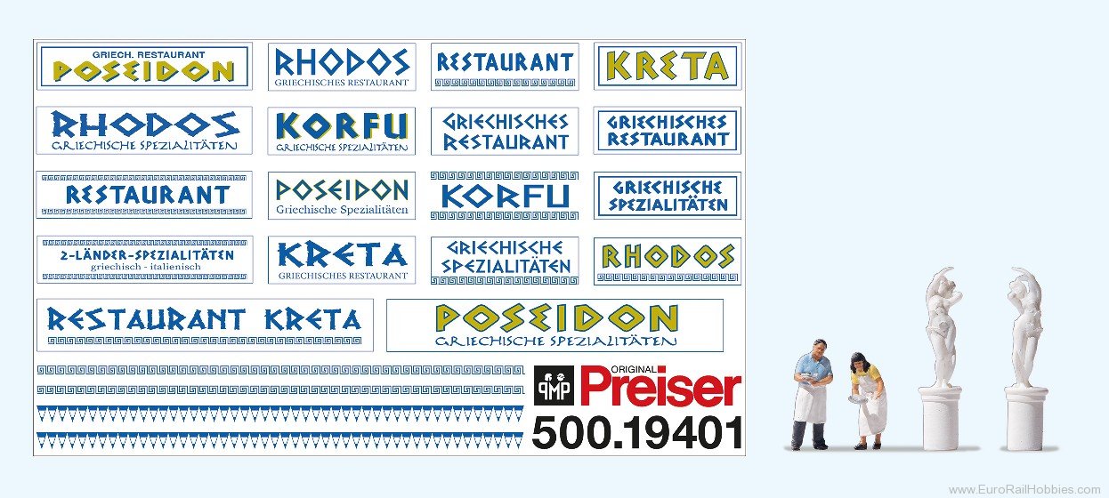 Preiser 19401 Preiser 'Accessories for a Greek Restaurant'