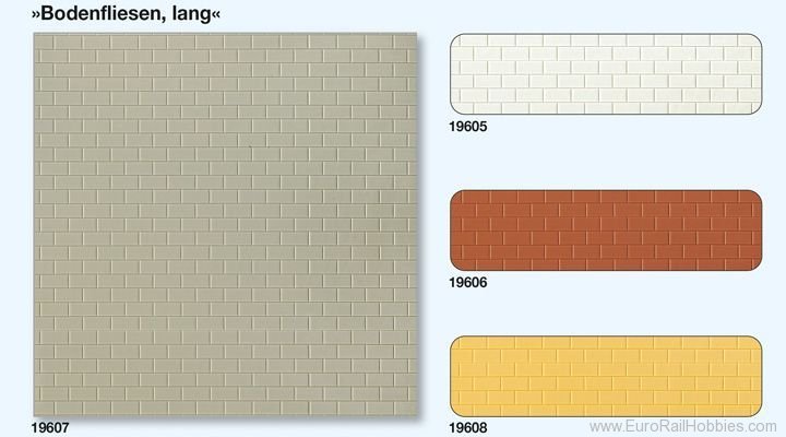 Preiser 19608 Floor tiles long sand-colored, 3 plates 95 x 