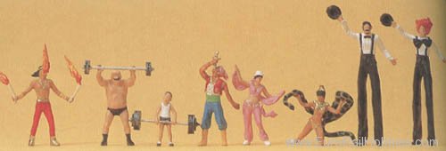 Preiser 24656 Weight Lifter/Flame Juggler/SwordMan/Stilt Ma