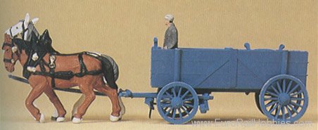 Preiser 30468 Ore Wagon w/horses/driver 