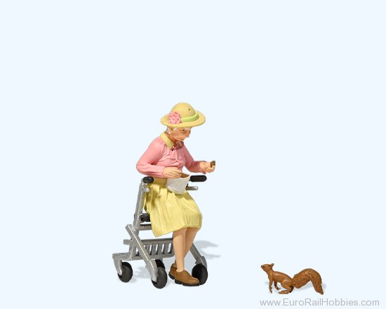 Preiser 44945 Old Lady w/Walker, feeding Squirrel