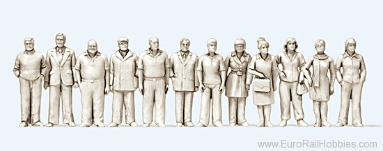 Preiser 68291 Standing women and men. 12 unpainted miniatur