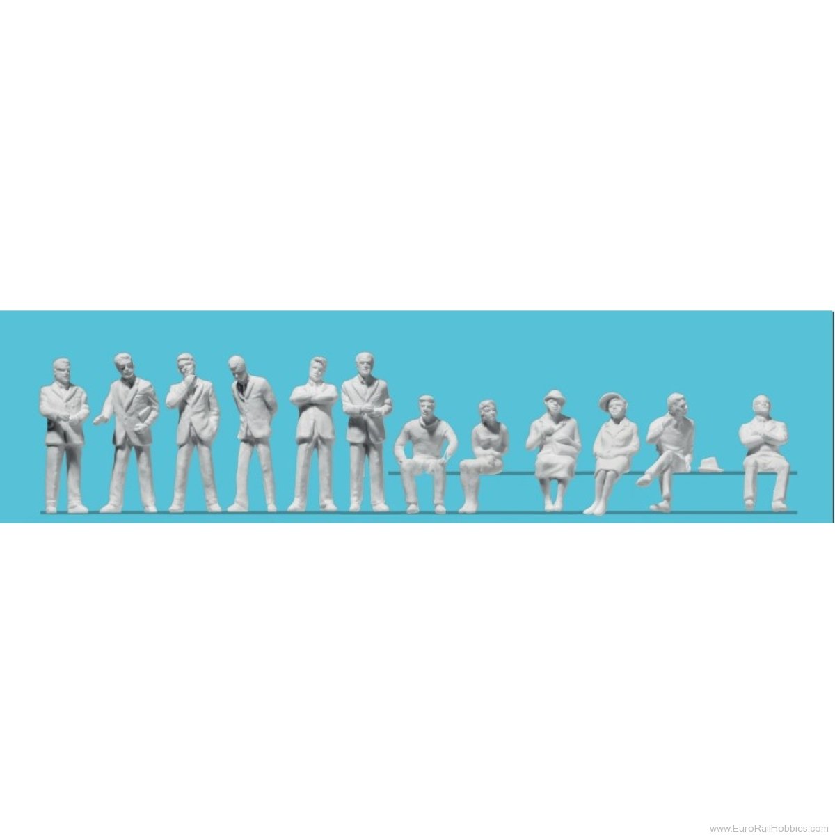 Preiser 68294 Preiser Businessmen Seated (12) Unpainted Min