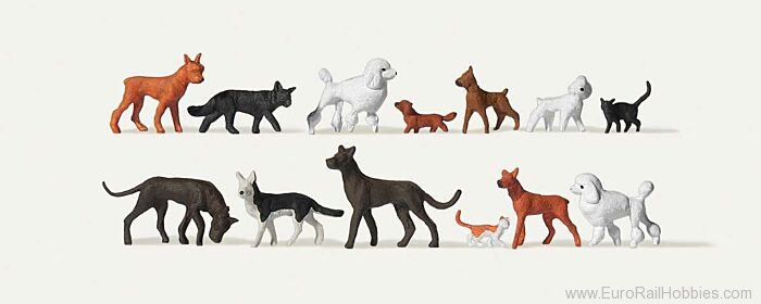 Preiser MER0212582 Merten 10 Dogs and 3 Cats